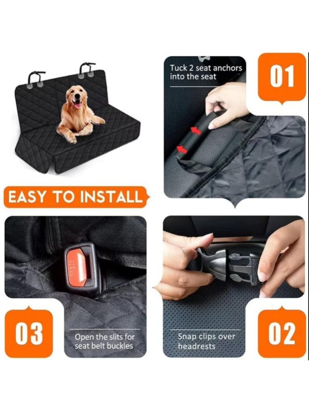 Dog Car Seat Cover Pet Travel Carrier Mattress Waterproof Dog Car Seat Protector - Picture 3 of 6